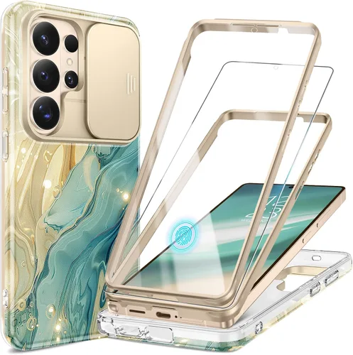 Miniatura 27 de GVIEWIN para Samsung Galaxy S23 Ultra Funda con cubierta deslizante para cámara, [Protector de pantalla incorporado] [2 Marcos frontales] Funda