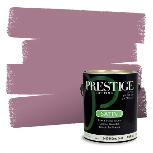 Miniatura 285 de Prestige Paints Pintura exterior e imprimación en uno, 1 galón, plano, coincidencia comparable de Valspar* Amber Rose*