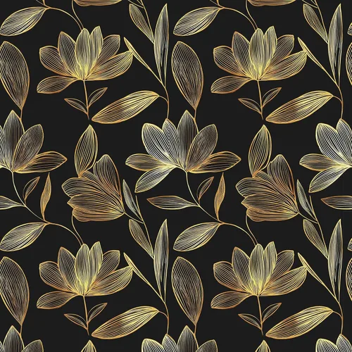 Miniatura 7 de Papel tapiz vintage de hongos para despegar y pegar, papel de contacto floral negro y dorado, papel de pared bohemio para pegar en el gabinete