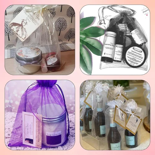 Miniatura 4 de ANZNKU Paquete de 50 bolsas de organza surtidas de 6 x 9 pulgadas, bolsas de malla con cordón, bolsa de malla para regalos, bolsa de organza grande