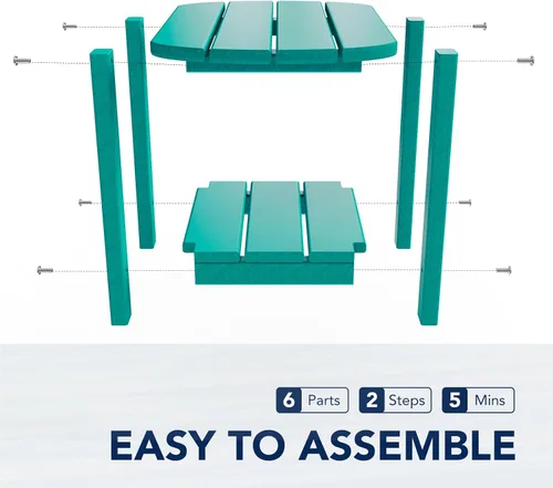 Miniatura 6 de Mesa auxiliar nalone Adirondack 16.5" Mesa lateral de exterior de plástico HDPE Doble mesa auxiliar Adirondack Mesa pequeña para patio (Aruba)