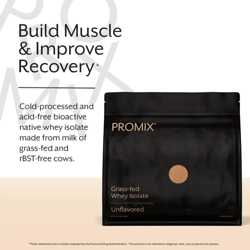 Miniatura 2 de ProMix Nutrition Proteína de suero aislada en polvo, 30g de aislado de suero alimentado con pasto, 6.6g de BCAAs, sin gluten, apta para dieta