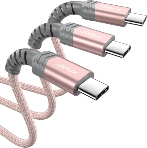 Miniatura 13 de JSAUX Paquete de 3 cables USB C a USB C de 100 W [6.6 pies+6.6 pies+6.6 pies] compatible con iPhone 17 Air 16 15 Pro Max Samsung Galaxy S25 S24 Azul