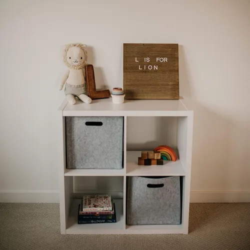 Miniatura 5 de Parker Cubo de almacenamiento plegable de fieltro para bebé, cubo de 11 pulgadas para organizador de cubos, organizadores de armario y contenedor