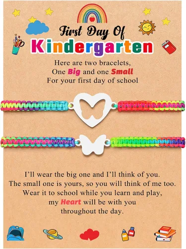 ORISPRE First Day of KindergartenPre k 1st Grade 2nd Gifts Mother Daughter Bracelets Matching Heart Wish Bracelet Set for 2 Gifts for Daughter