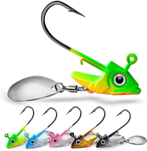 Miniatura 12 de Ganchos de cabeza de plantilla ponderados con cuchillas giratorias Swimbaits - Ganchos de manivela para señuelos de pesca suaves Cabeza de pescado