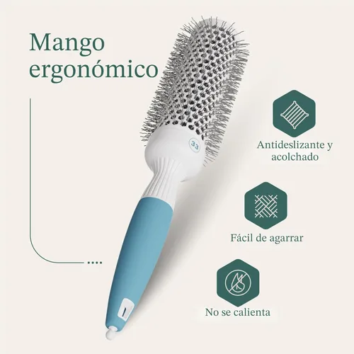 Miniatura 7 de Cepillo redondo profesional para secado por soplado, pequeño cepillo térmico iónico de cerámica para un peinado elegante y preciso con calor