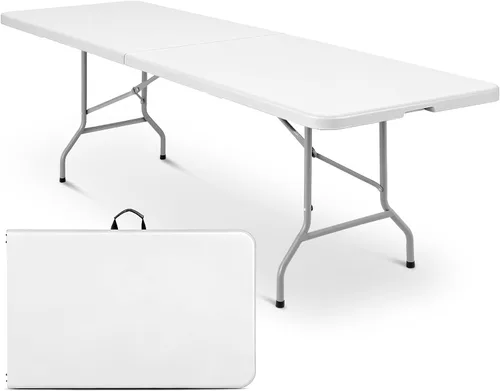Miniatura 17 de Magshion Mesa plegable de plástico de 6 pies con asa para interiores y exteriores, mesa plegable de 6 pies para eventos de fiesta, color gris