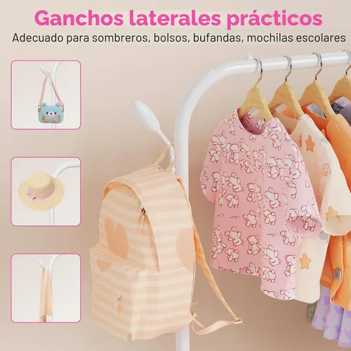 Miniatura 4 de Estante de Ropa Mejorado para Niños - Perchero de Vestir para Bebés y Niños Pequeños Montessori - Pequeños Estantes Portátiles para Ropa con Estante