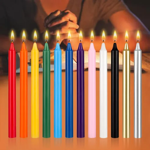 Miniatura 5 de Mega Candles 12 velas rectas sin perfume de colores surtidos supremos, velas de cera hechas a mano de 10 pulgadas x 7/8 pulgadas, campanadas
