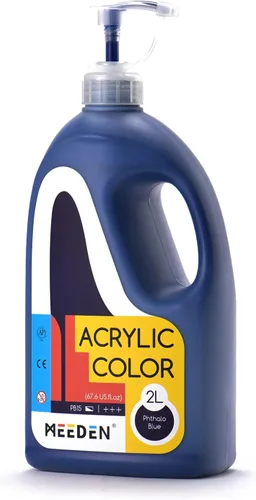 Miniatura 7 de MEEDEN Pintura acrílica azul cerúleo con tapa de bomba, 1/2 galón (2 litros/67.6 onzas), cuerpo suave, no tóxico, color rico en pigmentos, perfecta
