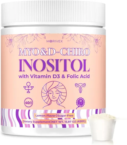 Suplemento de mio-inositol y D-chiro inositol para mujeres, 4000 mg: 100 mg de inositol en polvo, suplementos de fertilidad equilibrio hormonal para
