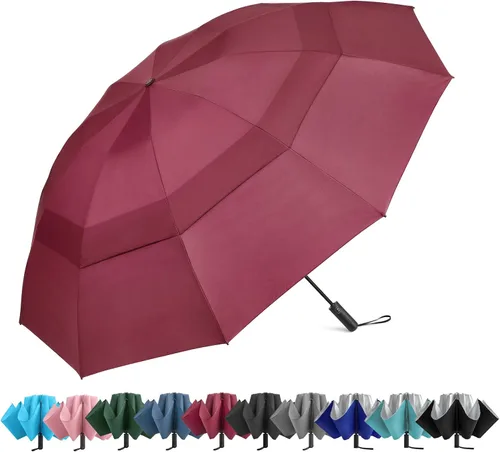 Miniatura 27 de G4Free Paraguas de golf grande de 42/46/54/62 pulgadas, paraguas compacto de viaje inverso, 10 varillas, resistente al viento para lluvia, doble