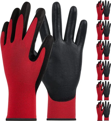 MIG4U Guantes de poliuretano – Guante ultrafino recubierto de palma de poliuretano – Excelente agarre guante de trabajo de seguridad ideal para
