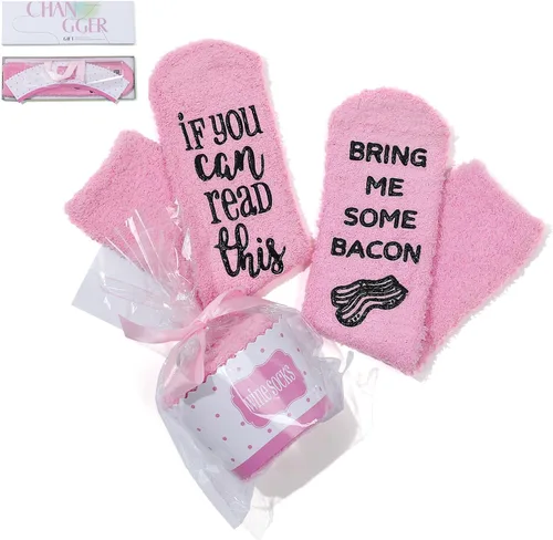 Miniatura 32 de CHANGGER Calcetines unisex con texto en inglés "If You Can Read This Bring Me Some Fuzzy Funny Saying Crew Socks Christmas Unisex Gift