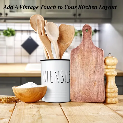 Miniatura 5 de Bivvclaz Soporte para Utensilios de Cocina, Soporte para Utensilios de 6.7" para Encimera de Cocina, Recipiente para Utensilios de Cocina con Fondo