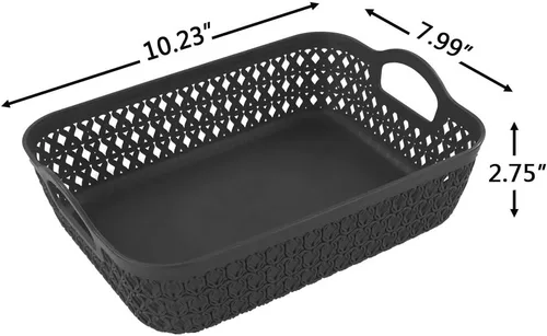 Miniatura 3 de 6-Pack Gray Small Plastic Storage Baskets Tray with Handle, Plastic Organizing Baskets
