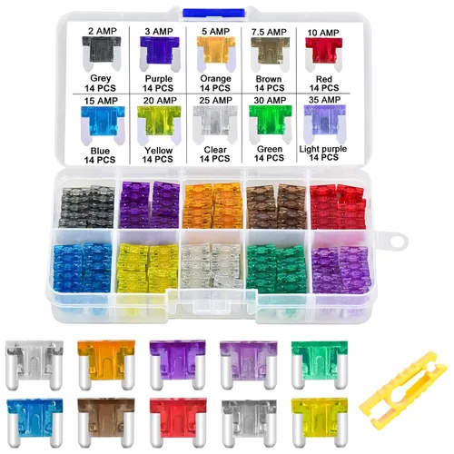 Miniatura 14 de MuHize Kit de fusibles de hoja – Surtido de 200 fusibles de hoja estándar (2A 3A 5A 7.5A 10A 15A 20A 25A 30A 35A), repuesto para marino, barco, RV