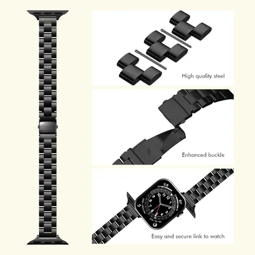 Miniatura 4 de Correas de metal delgadas y sólidas compatibles con Apple Watch Band Series 9 8 7 6 5 4 3 2 1 SE Ultra, 1.496 pulgadas, 1.575 pulgadas, 1.614