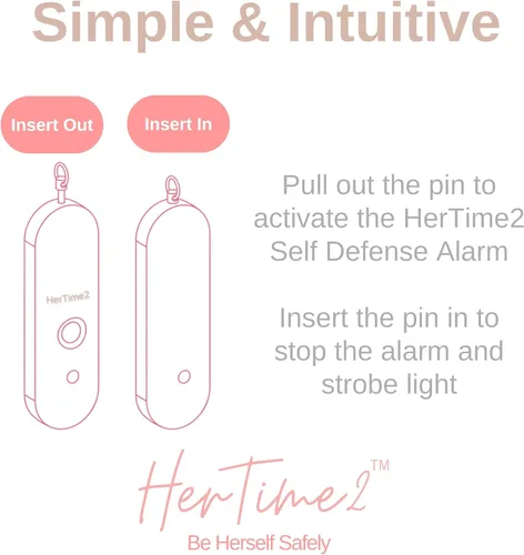 Miniatura 7 de HerTime2 Alarma Personal para Mujeres Adultos Personas Mayores – Viaja Seguro e Impermeable Sirena de Autodefensa – Llavero de Seguridad – Extra