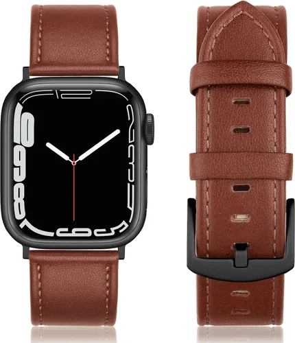 Miniatura 23 de Correa de cuero compatible con correas de Apple Watch de 1.811 in, 1.772 in, 1.732 in, 1.654 in (Serie 1/2/3) para hombres y mujeres, correa
