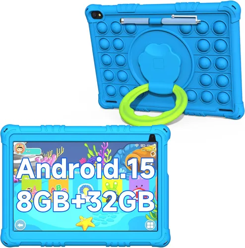 Tablet Android 15 para niños, tabletas de 10 pulgadas para niños, 8 GB RAM 32 GB ROM 1 TB expandible, tableta para niños pequeños con control