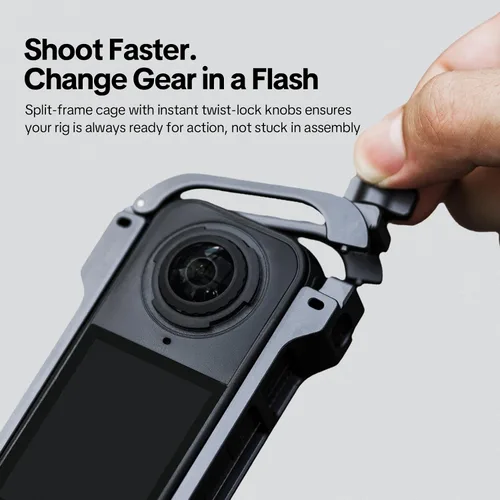 Miniatura 4 de PGYTECH Jaula para cámara Insta360 X4 Air, funda protectora de aleación de aluminio con perilla de liberación rápida, soporte de zapata fría
