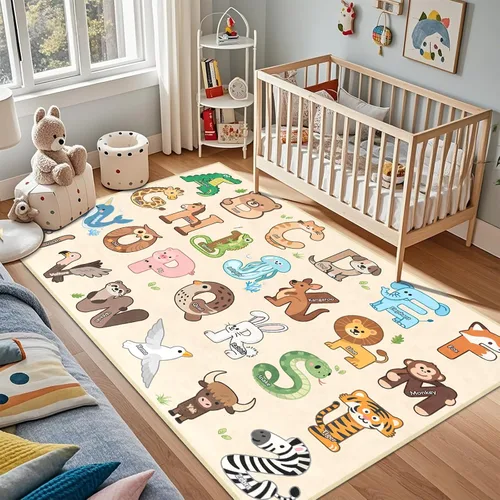 Miniatura 13 de Alfombras infantiles para sala de juegos, alfombra ABC de 2.5 x 4 pies para niños pequeños, alfombra de aprendizaje educativo, alfombra