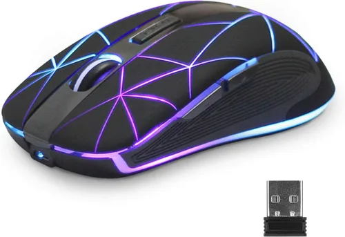 Miniatura 7 de Rii Ratón inalámbrico RM200 2.4G con receptor nano USB, mouse recargable de 5 botones, mouse RGB retroiluminado colorido para juegos para portátil