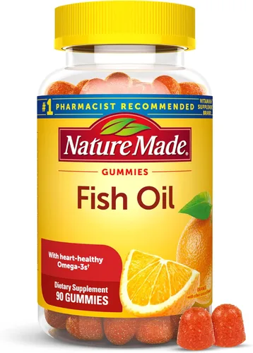 Nature Made Gomitas de aceite de pescado, suplementos de aceite de pescado Omega 3, apoyo cardíaco saludable, 90 gomitas, suministro para 45 días