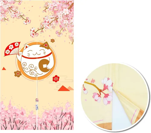 Miniatura 25 de LIGICKY Cortinas Noren estilo japonés para puerta, gruesas, largas, impresas, tapices colgantes para decoración del hogar, 33.5 x 47.2 pulgadas