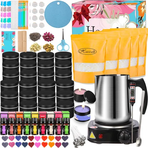 Miniatura 10 de Haccah Kit completo de fabricación de velas, suministros para hacer velas, kits de manualidades y manualidades para adultos, principiantes