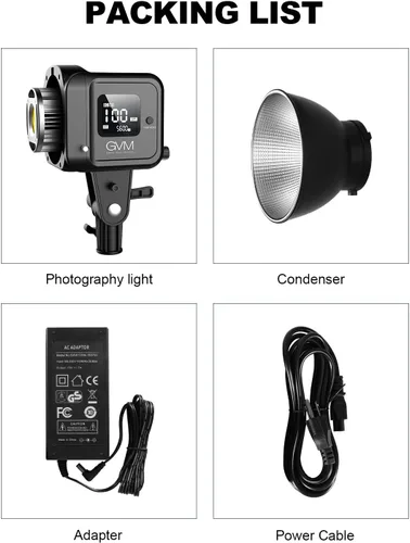Miniatura 9 de GVM - Luz de video de 80 W, iluminación continua para fotografía con montaje Bowens, 2700 ~ 7500K, 44100Lux/1.6 ft luz de estudio con aplicación