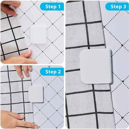 Miniatura 4 de Jetec 2 clips de cortina de ducha para forro, clip autoadhesivo para cortinas de protección contra salpicaduras, soportes de cortina resistentes al