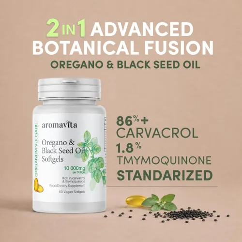Miniatura 2 de Cápsulas blandas de aceite de orégano y semillas negras – Carvacrol natural y poten puro aceite de semilla negra – 7 mg de timoquinona – Orgánico