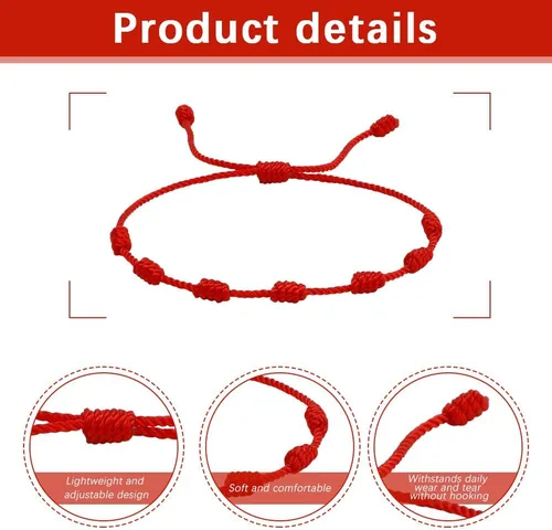 Miniatura 2 de Pulsera de protección con 7 nudos de protección, pulseras ajustables para mujer