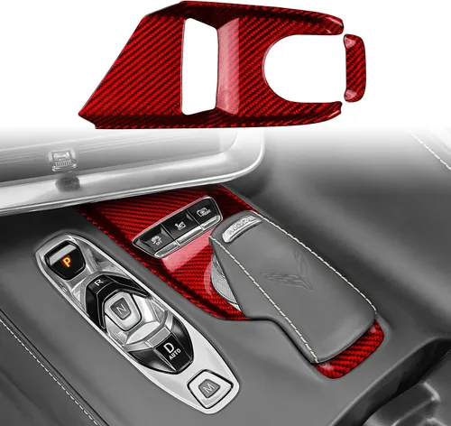 Miniatura 9 de Cubierta de fibra de carbono, para botón de palanca de cambios de automóvil, para consola central C8, decoración para Chevrolet Corvette C8 2020