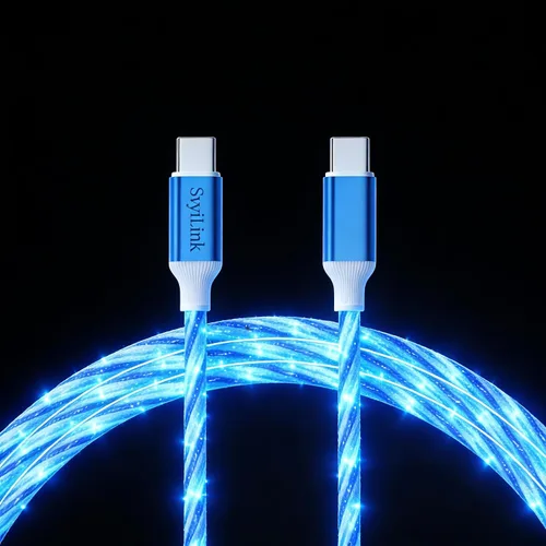 Miniatura 12 de Cable USB PD cargador rápido iluminado (USB 4 en 1 azul), soporta transferencia de datos, se puede utilizar como luz nocturna, longitud del cable