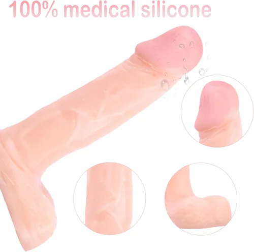 Miniatura 2 de Consolador pequeño realista de 4 pulgadas, tapón anal para principiantes, consolador anal suave con eje curvado y bolas, juguete sexual para adultos