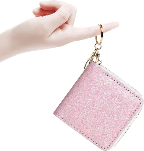 Miniatura 52 de GEEAD - Monedero pequeño con purpurina para mujer o niña, con anillo para llavero
