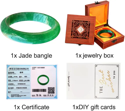 Miniatura 4 de Pulsera de jade birmano natural con jadeíta verde completo para mujer, caja de joyería de regalo con certificado, Jade