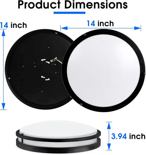 Miniatura 3 de Energetic - Lámpara de techo empotrada LED de 14 pulgadas, 3000K/4000K/5000K color ajustable, lámpara de techo regulable para dormitorio, cocina