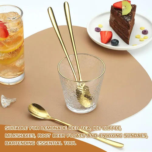 Miniatura 6 de Cuchara de mango largo de 9.5 pulgadas, cucharas de crema helada, cucharas de té, agitadores de café, cuchara de hielo, cucharas de cóctel de acero