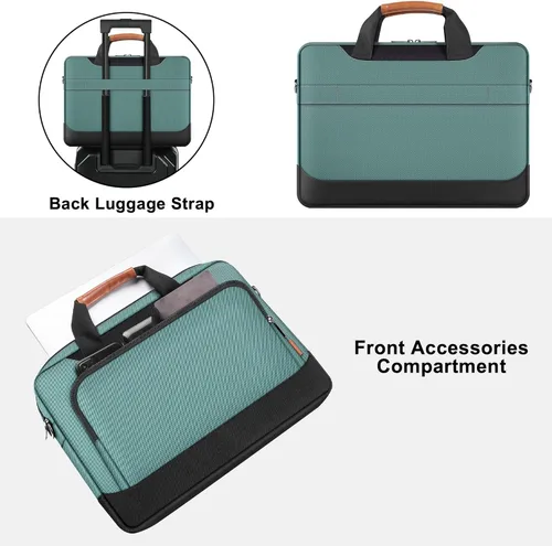 Miniatura 3 de DOMISO Bolsa para laptop de 17-17.3 pulgadas de gran capacidad con correa para el hombro para Dell XPS/HP Pavilion 17/Lenovo Chromebook 317, Verde