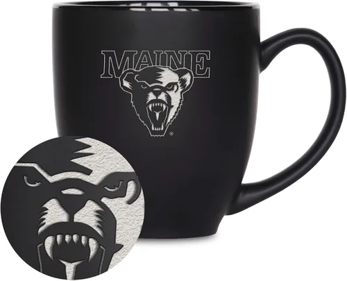 Miniatura 114 de Rico Industries - Taza de cerámica mate negra con grabado láser estándar de 15oz para NCAA (escuelas T & U) - Para bebidas calientes o frías