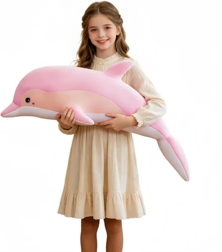 Miniatura 9 de RYOLOY Almohada de peluche de delfín, almohada gigante de peluche de 39.3 pulgadas, suave felpa del océano marino, regalos para todas las edades