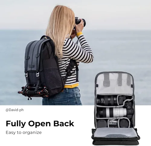 Miniatura 5 de K&F Concept Mochila para Cámara, Bolsas de Cámara para Fotógrafos Cámaras Dslr Compatible con Canon Nikon Sony DJI Mavic Drone, Bolsa de Gran gris