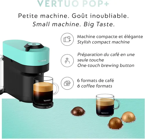 Miniatura 6 de Nespresso Vertuo Pop+ Cafetera de café y espresso de Breville, Aqua Mint