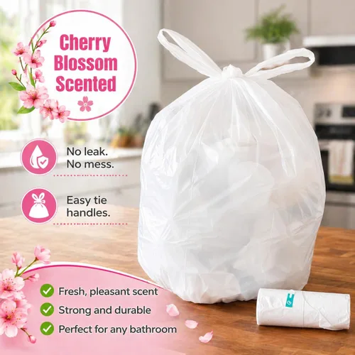 Miniatura 2 de Bolsas de basura perfumadas de 2.6 galones con asas (100 bolsas) pequeñas bolsas de basura para baño, papeleras para contenedores de oficina en casa