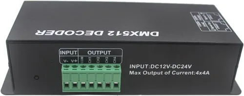 Miniatura 4 de JOYLIT Controlador de decodificador LED DMX512 4 canales 4X4A 192W Pantalla digital DC 12V-24V para RGBW 5050 3528 Luz de tira LED 4 canales X 4A